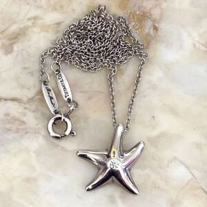 Tiffany & Co. Elsa Peretti Starfish Diamond Sterling Silver Necklace